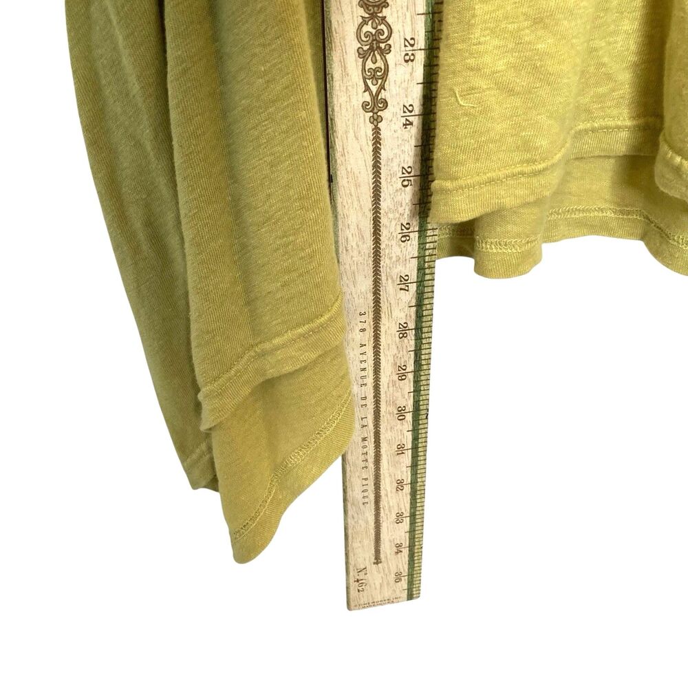 Cut Loose Womens Large Top Linen Green 3/4 Sleeve Boat Neck Blouse Asymmetrical - Picture 7 of 11